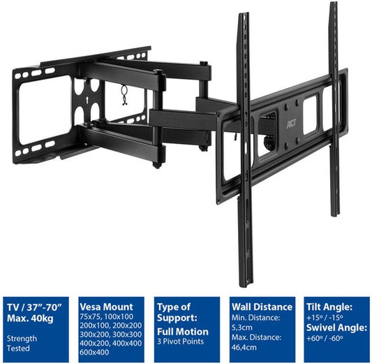 Full motion tv wandsteun, 37" tot 70", VESA